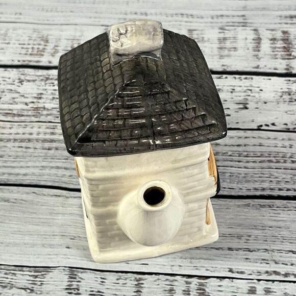 Vintage Ceramic Bakery House Village Novelty Figurine Tea Pot w Lid 7" - Picture 7 of 12